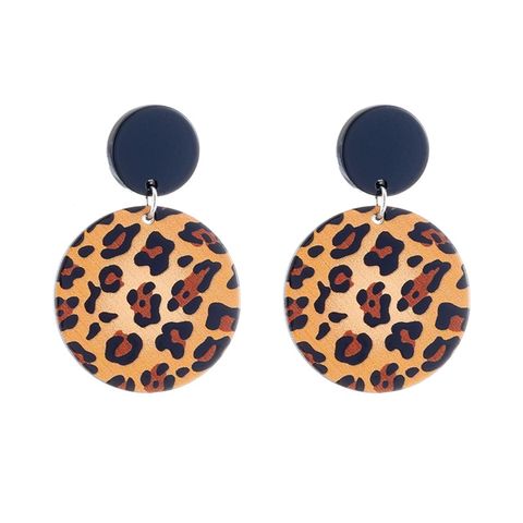 Vintage Style Round Leopard Rectangle Arylic Women's Drop Earrings