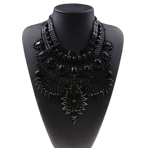 Exaggerated Luxurious Geometric Alloy Inlay Artificial Crystal Women's Necklace