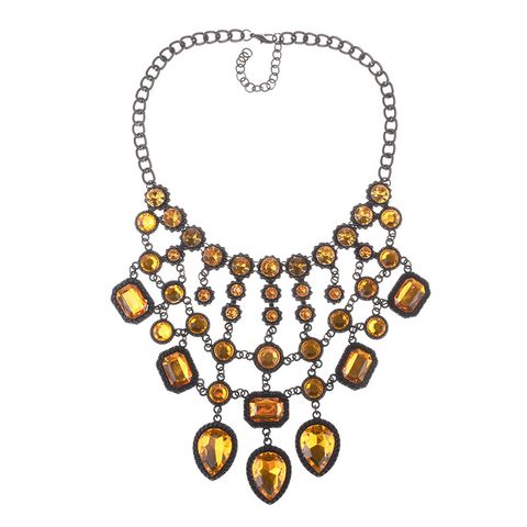 Exaggerated Luxurious Geometric Alloy Inlay Artificial Crystal Women's Necklace