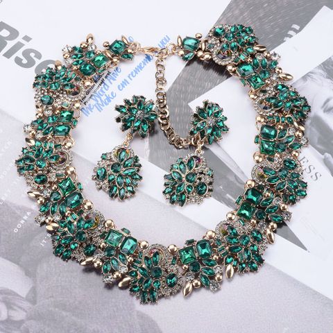Exaggerated Geometric Rhinestones Alloy Wholesale Earrings Necklace