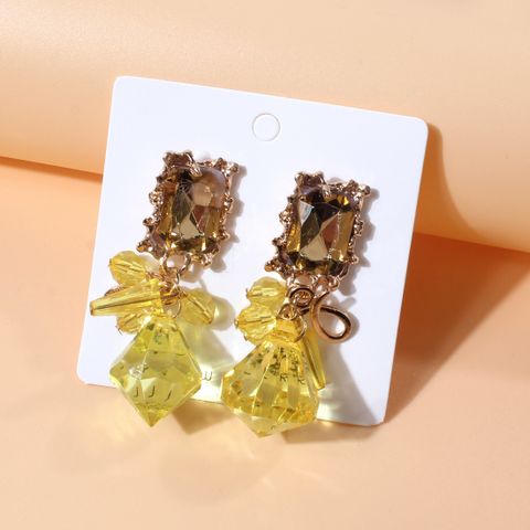 Vintage Style Roman Style Rectangle Alloy Three-dimensional Inlay Acrylic Women's Drop Earrings
