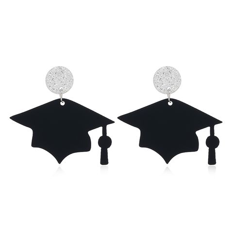 Simple Style Doctoral Cap Arylic Alloy Women's Drop Earrings