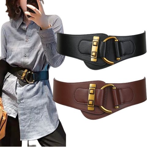 Basic Solid Color Pu Leather Women's Leather Belts