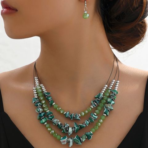 Elegant Irregular Resin Stainless Steel Plastic Crystal Wholesale Earrings Necklace