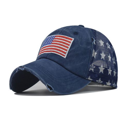 Frau Klassischer Stil Amerikanische Flagge Stickerei Gebogene Traufen Baseball Kappe