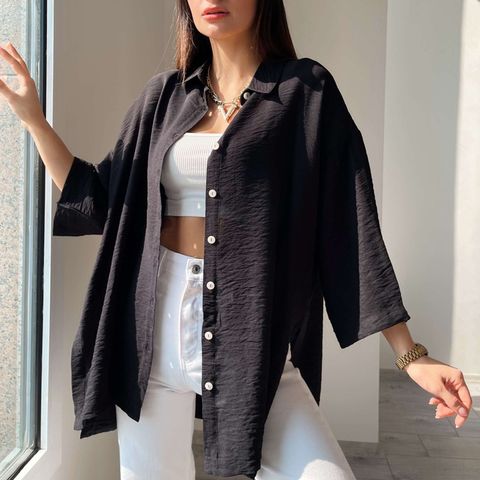 Women's Blouse Long Sleeve Blouses Pleated Hip-hop Streetwear Solid Color