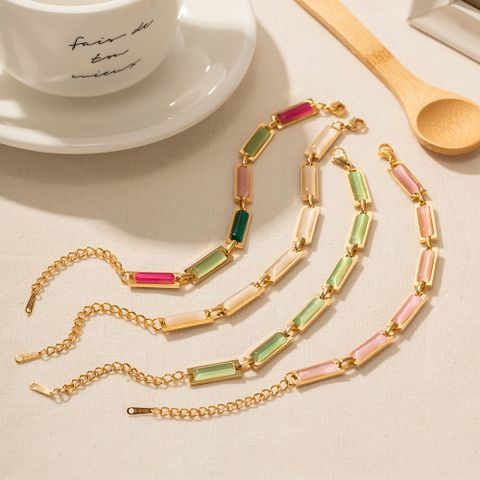 Elegant Colorful Stainless Steel Plating Inlay Opal 18k Gold Plated Bracelets