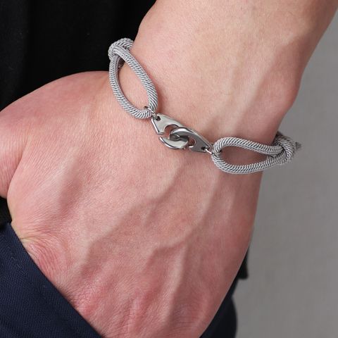 Casual Hip-Hop Handcuffs Solid Color Stainless Steel Rope Unisex Bracelets