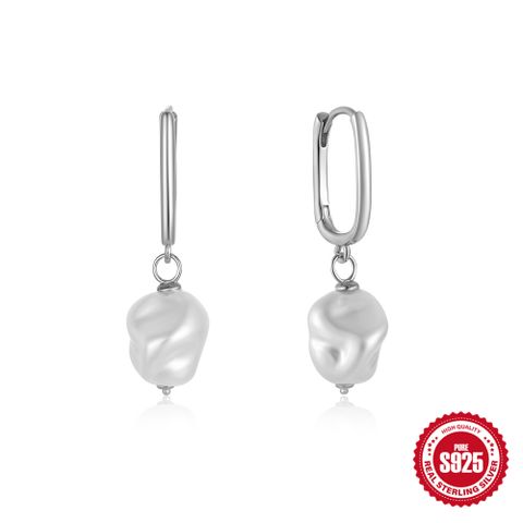 Ins Style Elegant Geometric Imitation Pearl Sterling Silver Plating Women's Drop Earrings