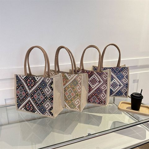 Women's All Seasons Linen Ethnic Style Square Bag