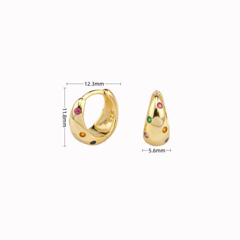 1 Pair Elegant Retro U Shape Sterling Silver Plating Inlay Zircon White Gold Plated Gold Plated Earrings