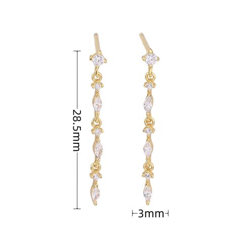 1 Pair Elegant Shiny Tassel Sterling Silver Plating Inlay Zircon White Gold Plated Gold Plated Drop Earrings