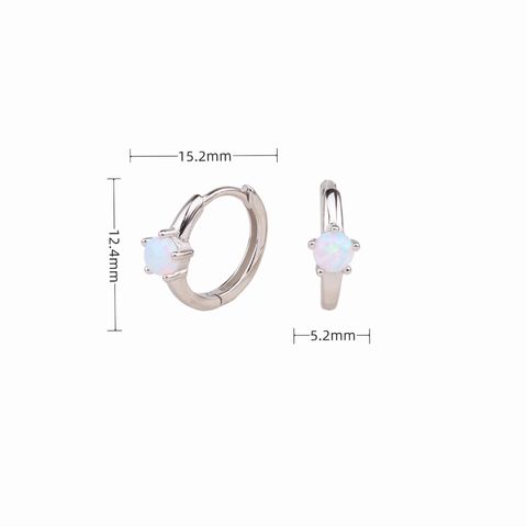 1 Pair Elegant Simple Style Round Sterling Silver Plating Inlay Artificial Gemstones White Gold Plated Gold Plated Earrings