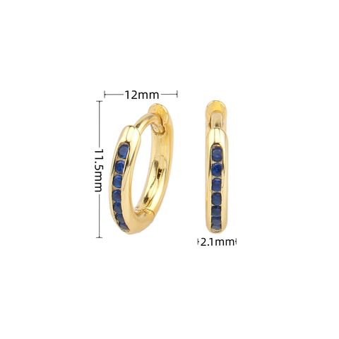 1 Pair Retro Simple Style Round Sterling Silver Plating Inlay Zircon White Gold Plated Gold Plated Earrings