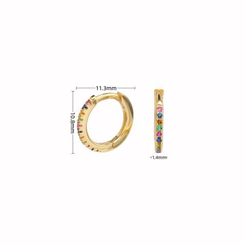1 Pair Simple Style Circle Sterling Silver Inlay Zircon White Gold Plated Gold Plated Earrings