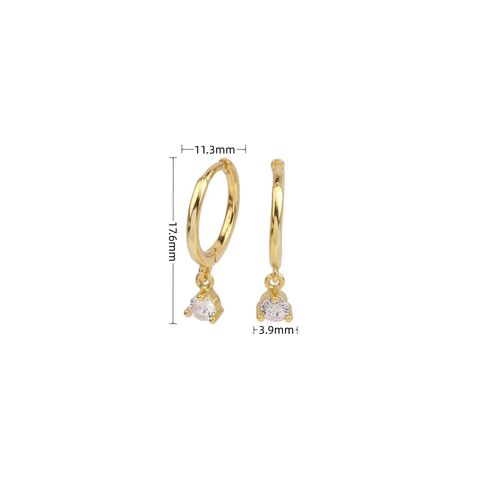 1 Pair Simple Style Geometric Inlay Sterling Silver Zircon Drop Earrings