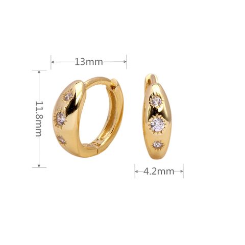 1 Pair Vintage Style Circle Sterling Silver Plating Inlay Zircon White Gold Plated Gold Plated Earrings