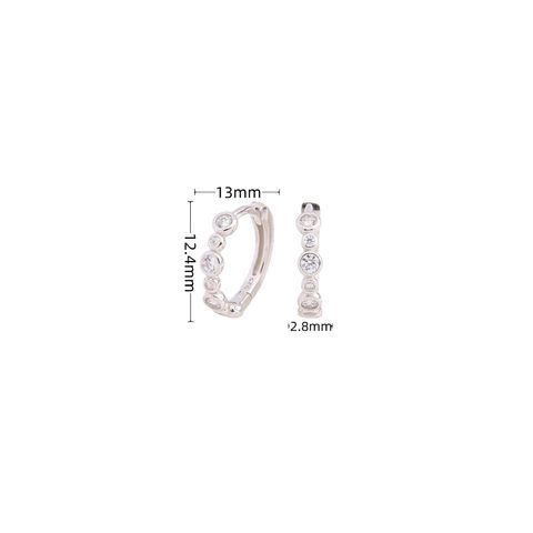 1 Pair Elegant Simple Style Geometric Sterling Silver Inlay Zircon Hoop Earrings
