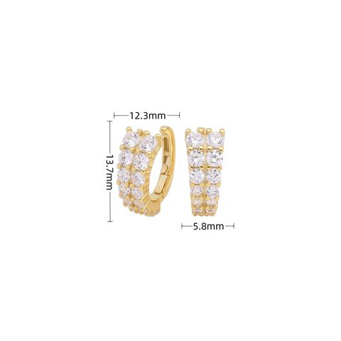 1 Pair Elegant Geometric Sterling Silver Plating Inlay Zircon Earrings