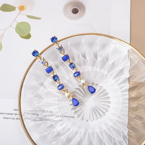 Simple Style Water Droplets Alloy Inlay Rhinestones Women's Drop Earrings