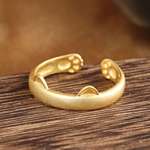 Wholesale Basic Simple Style Cat Sterling Silver Open Ring