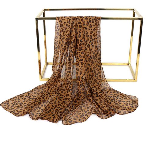 Women's Sweet Leopard Chiffon Printing Silk Scarf