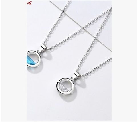 Wholesale Ins Style Artistic Round Sterling Silver Gem Pendant Necklace
