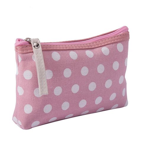 Women's Small All Seasons Canvas Polyester Polka Dots Basic Dumpling Shape Zipper Cosmetic Bag Phone Wallet