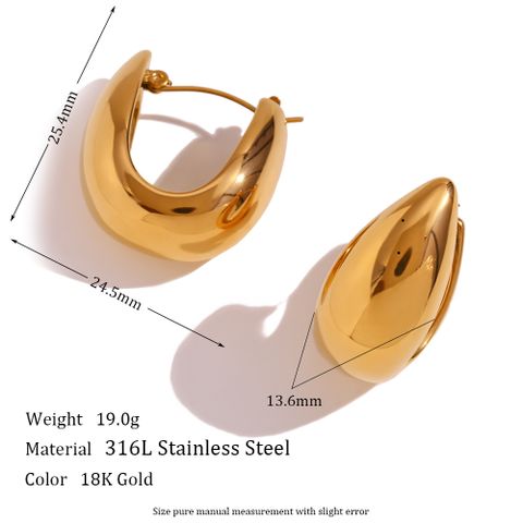 1 Pair Simple Style U Shape Stainless Steel Plating 18k Gold Plated Hoop Earrings