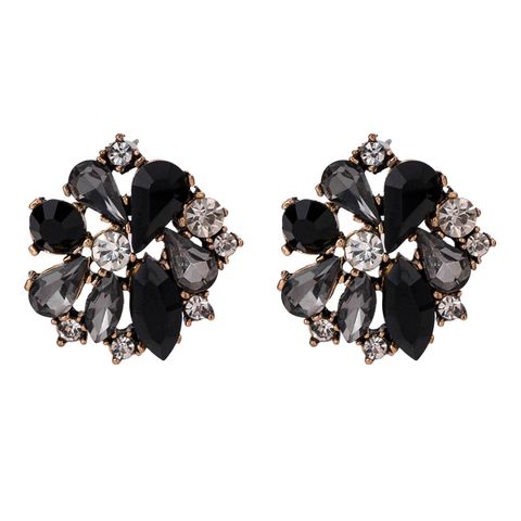 Glam Lady Flower Alloy Plating Inlay Artificial Crystal Women's Ear Studs
