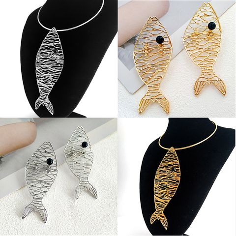Exaggerated Fish Resin Alloy Wholesale Earrings Necklace