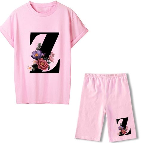 Women's Casual Letter Flower Polyester Printing Shorts Sets
