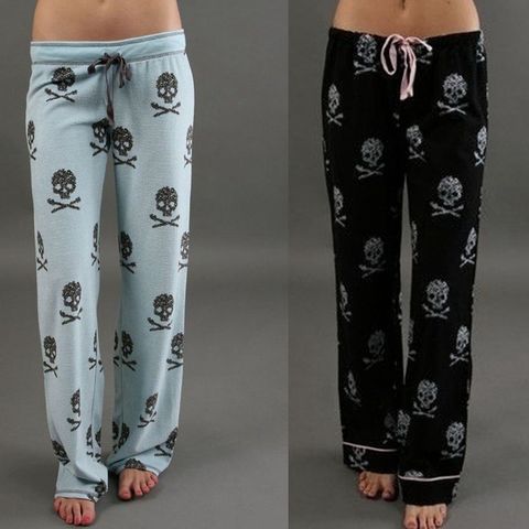 Women's Daily Punk Skull Full Length Casual Pants