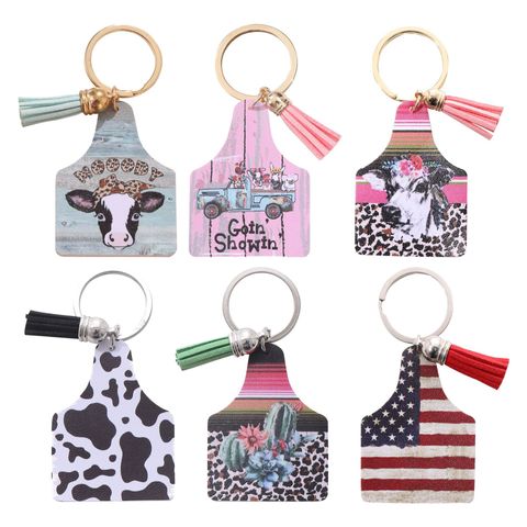 Cartoon Style Cows Letter Pu Leather Plating Keychain