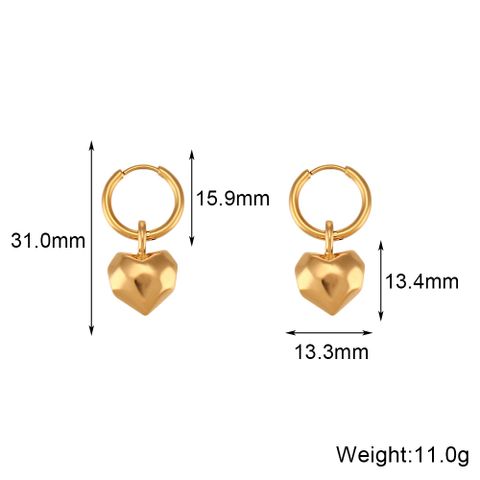 French Style Simple Style Heart Shape Stainless Steel Plating 18k Gold Plated Earrings Necklace