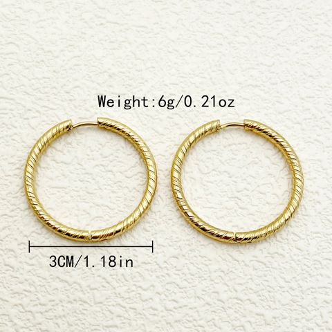 1 Pair Simple Style Round Plating 304 Stainless Steel 14K Gold Plated Hoop Earrings