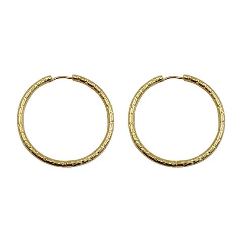 1 Pair Simple Style Round Polishing Plating 304 Stainless Steel 14K Gold Plated Hoop Earrings