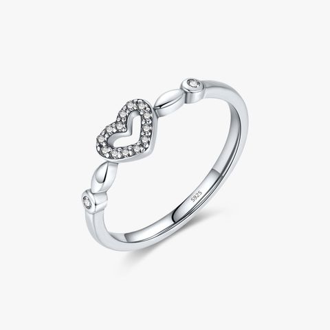 Wholesale Elegant Simple Style Heart Shape Sterling Silver Thai Silver Zircon Rings