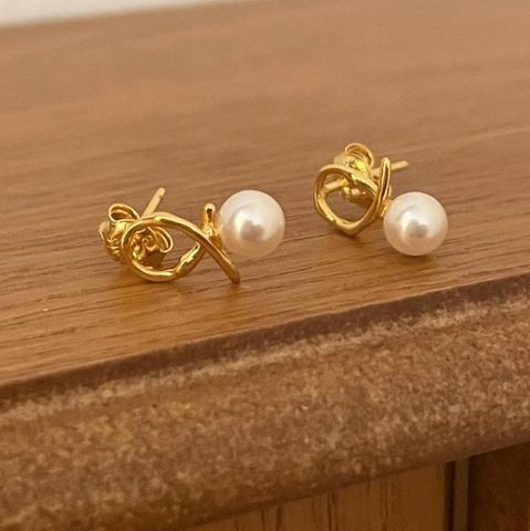 1 Pair Lady Water Droplets Baroque Pearls Sterling Silver Ear Studs