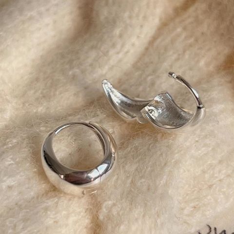1 Pair Simple Style Solid Color Sterling Silver Plating Hoop Earrings