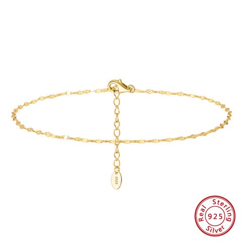 Wholesale Jewelry Simple Style Geometric Sterling Silver 14k Gold Plated Anklet