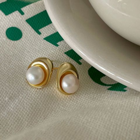 1 Pair Lady Water Droplets Freshwater Pearl Sterling Silver Ear Studs