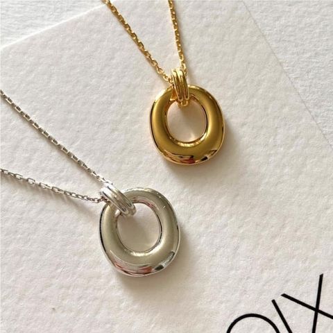 Wholesale Simple Style Oval Sterling Silver Pendant Necklace
