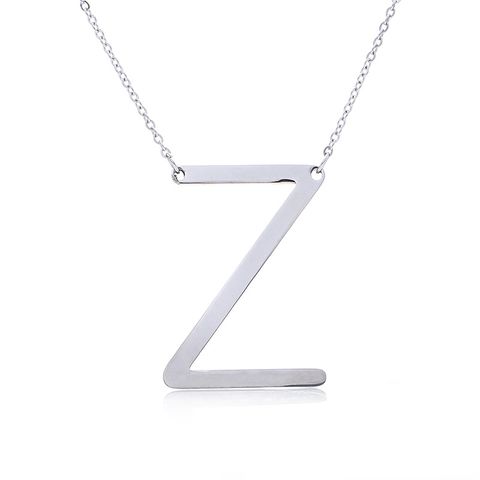 Simple Style Letter Stainless Steel Plating Hollow Out Pendant Necklace