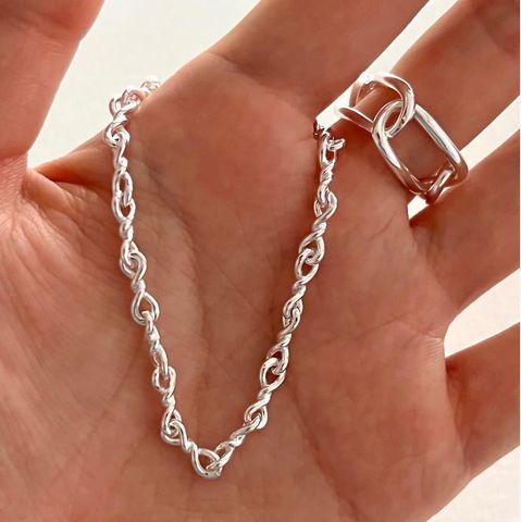 Wholesale Simple Style Solid Color Sterling Silver Bracelets
