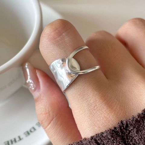 Wholesale Ins Style Irregular Sterling Silver Wide Band Ring Open Ring