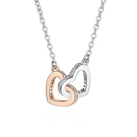 Wholesale Simple Style Heart Shape Sterling Silver Zircon Pendant Necklace