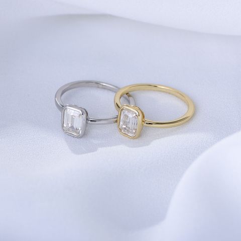 Wholesale Basic Square Sterling Silver Zircon Rings