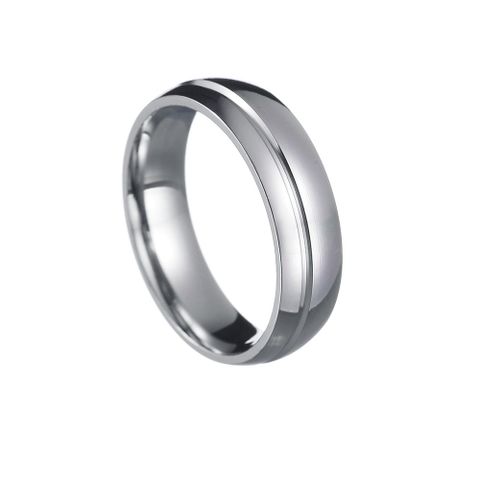 Simple Style Geometric Titanium Steel Plating Inlay Zircon Rings