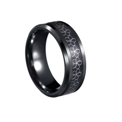 Simple Style Flower Titanium Steel Plating Men's Rings